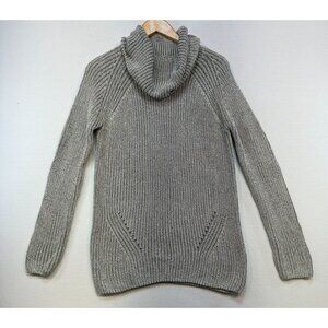 Eddie Bauer Womens Knit Tunic Turtleneck Sweater Size L Gray Wool Blend
